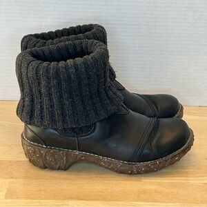 El Naturalista Yggdrasil Cable Knit Leather Boots/Size 5